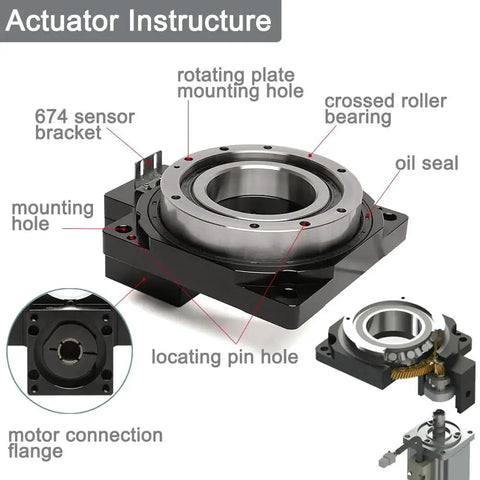 Hollow Rotary Actuator With High Precision Rotating Platform For Industrial Automation, 1 Arcmin Positioning And 15 Arcmin Repeats, Fits Nema 23 Stepper Motor