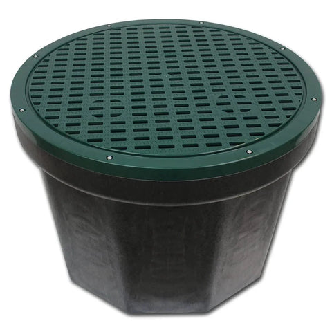 Rhino 24 Inch Heavy Duty Catch Basin Kit with 24 Inch Grate shown in a front view, designed for outdoor drainage systems.