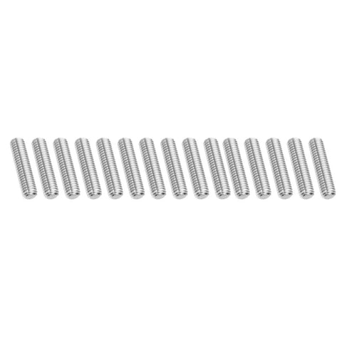 304 Stainless Steel Fully Threaded Rod 3 8 16 UNC 1.6 Inch 15 Pieces arranged in a row on a white background