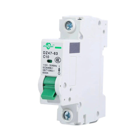 DZ47-63 1 Pole Miniature Circuit Breaker 16A 110V 240V Din Rail MCB for home electrical panel front view