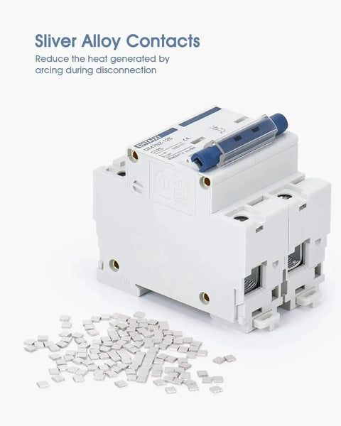 2 Pole 500V 125A DC Circuit Breaker Isolator For Solar PV Systems Thermal Magnetic Trip DIN Rail Mount High Current DC