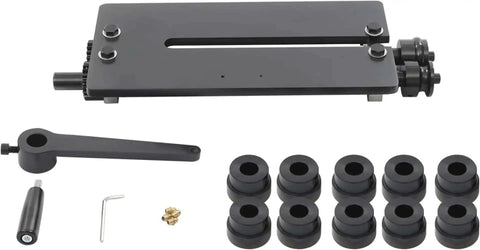 Manual Bead Roller Kit With 6 Changeable Dies for Sheet Metal Beading and Flaring, showing roller frame, crank, and dies set