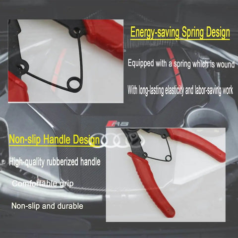 Close-up of 4 In 1 Snap Ring Pliers Set With 3 Interchangeable Jaw Heads Pro Grade And Heavy Duty Angled for auto and engine repair