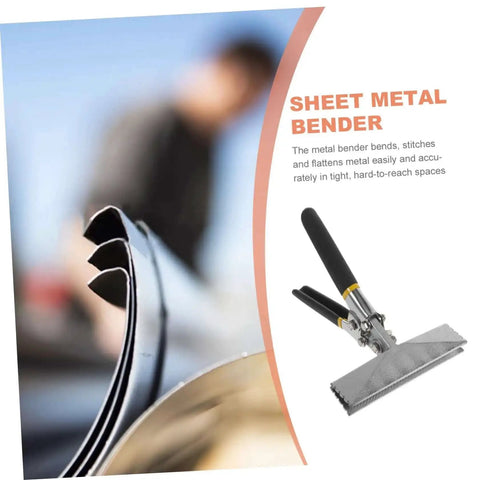 Metal Bender Tool With Straight Jaw Hemming Pliers for duct crimping and wire bending, 6 inch jaw span, non-slip grip visible.