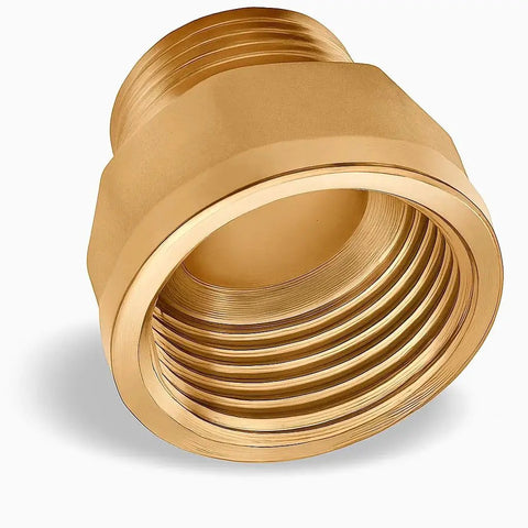 Close-up of Brass Adapter 3/4 Inch Male To 1 Inch Female Threaded Fittings Reducer NPT Hex Connector For Pipes And Hoses DN20 To DN25