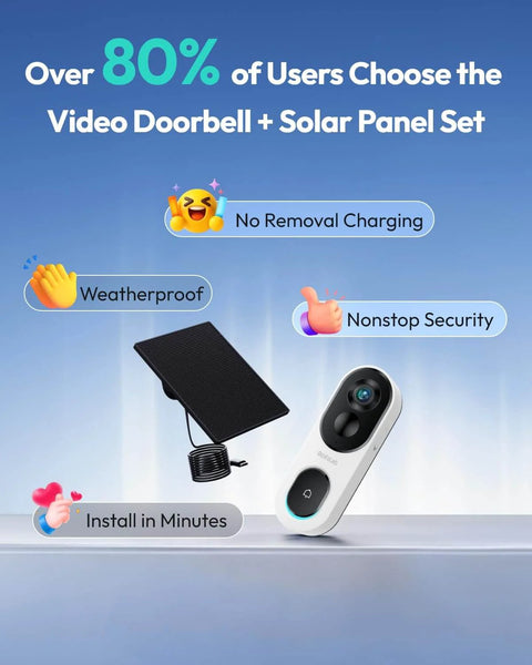 Wireless Solar Powered 2K Doorbell Camera With 180 Degree Head To Toe View, 2 Way Audio, 5200mAh Battery, No Monthly Fee displayed