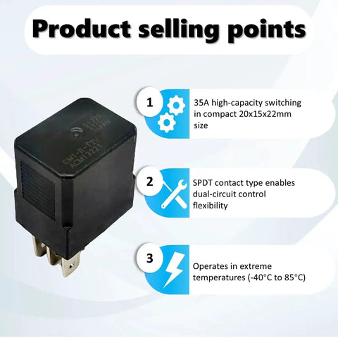 Beefed-Up 12V DC Automotive Power Relay 35A SPDT 5 Pins Quick Connect For Cars And Trucks, CM1-R-12V ACM13221 product selling points