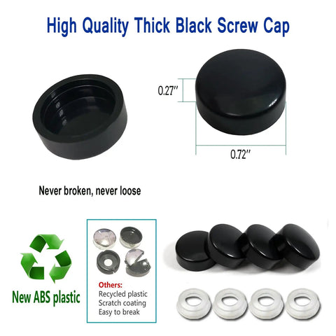 High quality black screw caps from Stainless Steel License Plate Screws Kit For Car With Anti Theft Hardware M6 25mm.