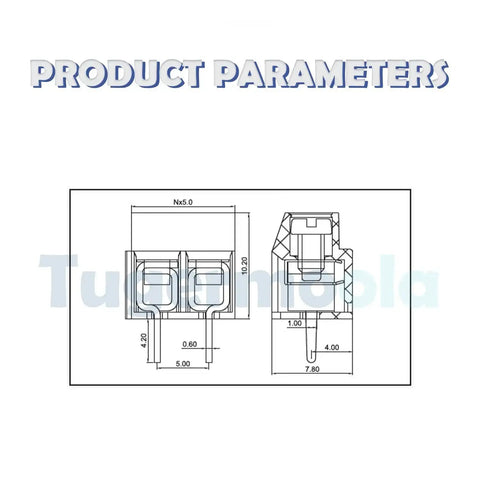 Technical diagram of 72 Piece Blue PCB Screw Terminal Block Connector Set With 5mm Pitch 2 Pin 3 Pin 4 Pin For Circuit Boards 300V 10A 26 To 14 AWG Wiring Terminals Ideal For DIY Projects And Pro Electronics Builds