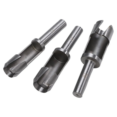 Industrial Deep Plug Cutter Set For Woodworking Six Piece Three Eighths Inch To One Inch Round Shank High Speed Carbon Steel Deep Cut Plug Bits