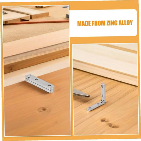 12 Piece Zinc Alloy 90 Degree Miniature Hinges For Jewelry Boxes Cabinets Small Chests And Wooden Cases DIY Crafts Made For Corner Installations And Space Saving Cabinet Hardware, shown installed on wooden panels