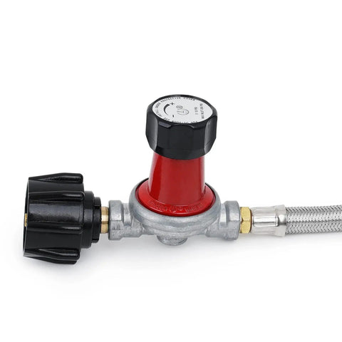 High Pressure 0-30 PSI Adjustable Propane Regulator Kit With Type 1 QCC-1 Connection 3/8 Inch Female Flare Swivel Fitting