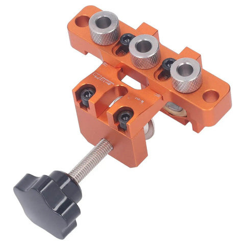 Three In One Doweling Jig Drill Kit with Pro Grade Aluminum Alloy Construction featuring precise scale and quick clamping system