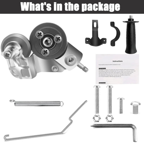 Heavy Duty Sheet Metal Cutter Drill Attachment For Electric Drills Nibbler Cutter Head With Gear Cutter Gets You Clean Quick And Precise Cuts On Iron Steel Aluminum Copper With A Drill Durable And Easy To Use package contents including nibbler head, handle, and assembly pieces