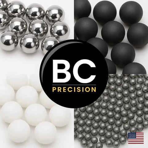 Assorted precision balls including Five 1 Inch Chrome Steel Bearing Balls G25 for Precision Machinery and Industrial Use, AISI 52100.
