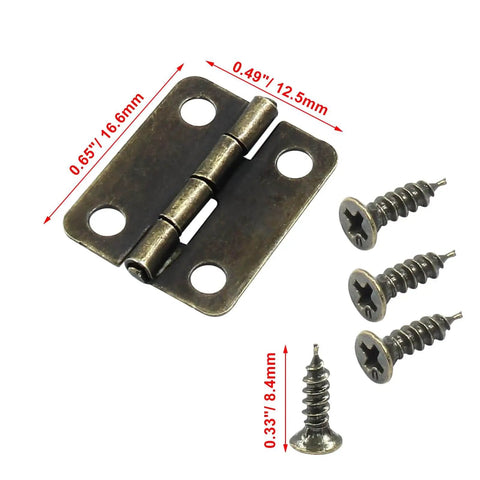 Bronze Mini Jewelry Box Hinges Set Of 60 With Screws For Diy Projects And Crafts On Wooden Boxes And Cases Antique Decorative Hinges
