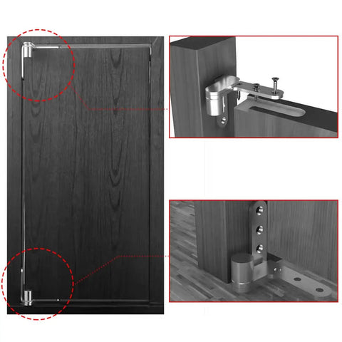 Heavy Duty Pivot Door Hinges 2 Pairs, 4.7mm Thick Offset Hinges With 180 Shaft, Max Load 132 lb Per Pair, 3/4 Inch Leaf Width installed