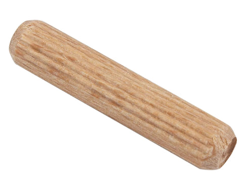 Single dowel from Five Sixteenths By One And A Half Inches Fluted Beechwood Dowel Pins 100 Pack Kiln Dried For Strong Furniture Joinery Easy Insertion Chamfered Ends Ideal For Arts And Crafts DIY Woodworking Projects, close-up view
