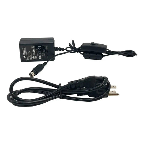 Worldwide 24W AC Adapter 24V 1A Switching-Mode Power Supply with cord and 3-pin connector, showing power cables and plug.
