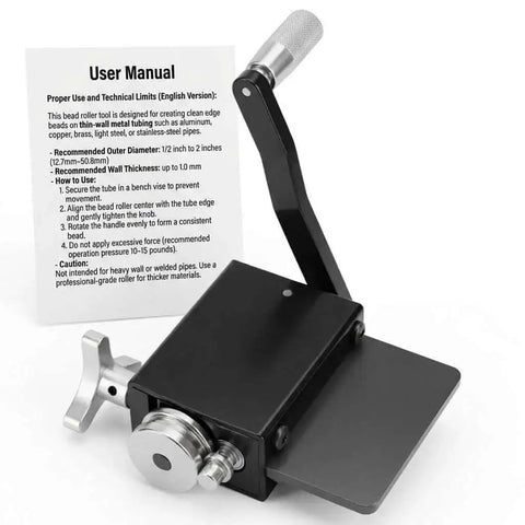 Bead Roller Tool For 5/8 Inch Tubing And Larger with user manual, designed for aluminum, copper, brass, thin steel, stainless piping