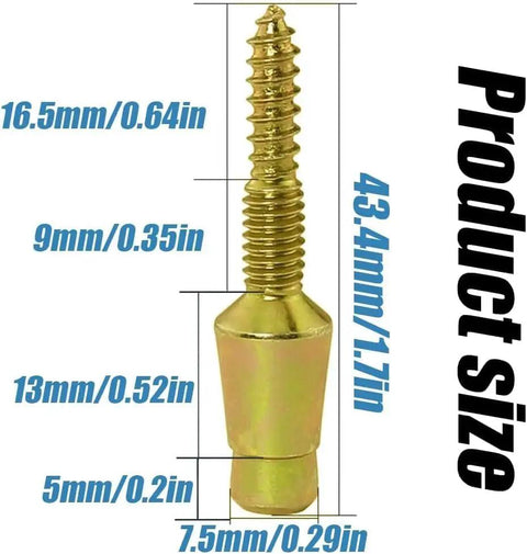 Close-up of a 1.7 inch galvanized steel security pin with dimensions highlighted for 10 Pieces Door Hinge Security Pins and Safety Screws Kit.