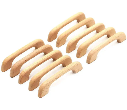 10 Piece Beech Wood Unfinished Drawer Pulls For Cabinets And Furniture Replacement Handles For Dresser Wardrobe Cupboard Includes 20 Plus 1 Inch Screws 5 Inch Total Length And 4 Inch Hole To Hole Spacing Ready To Stain Paint Or Color