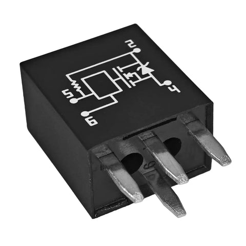 4-Pin Headlight Relay For GM Vehicles, black relay showing pin configuration, compatible with Chevrolet Buick GMC Cadillac models