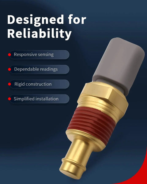 Engine Coolant Temperature Sensor ECT Water Temp Sensor For Jeep Wrangler Grand Cherokee Liberty Commander Cherokee Ram 1500 2500 3500 And Chrysler 300 200 Replace 5149077AB Easy Install Quality Build showing gold and red components
