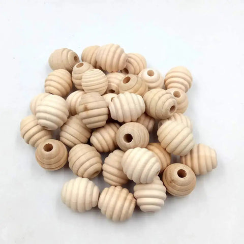 Unfinished Natural Wood Honeycomb Beads Set Dope 30 Pieces Each 22mm By 20mm DIY Jewelry Spacers For Necklaces Bracelets And Earrings