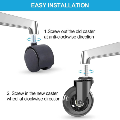 Installation guide for Five Pack 3 Inch Caster Wheels With Safety Dual Locking Brakes Heavy Duty Rubber Castors on swivel threaded stem mount.