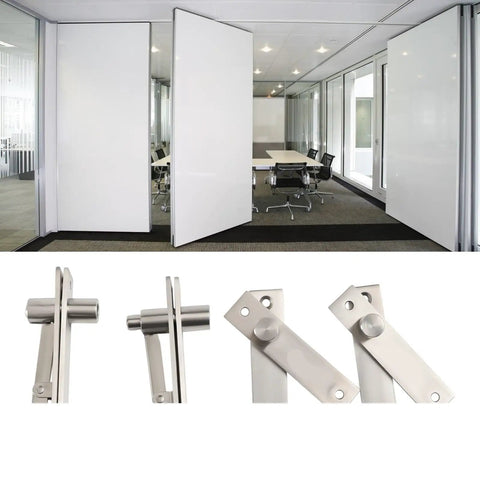 Set Of Four Low Noise Door Pivot Hinges For Hidden Bookcase Doors Built Tough With Stainless Steel Invisible Hardware 360 Degree Shaft Seamless Look And Smooth Operation For Interior And Exterior Doors showcasing installed in office.