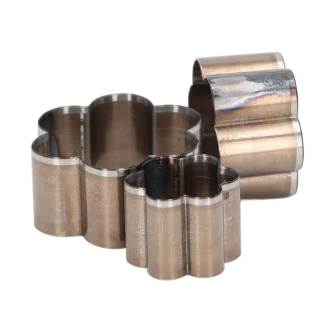 Flower Shape Leather Cutting Die Punch Set For DIY Crafts Three Sizes 30mm 40mm 50mm Steel Die Punches displayed in a stack.
