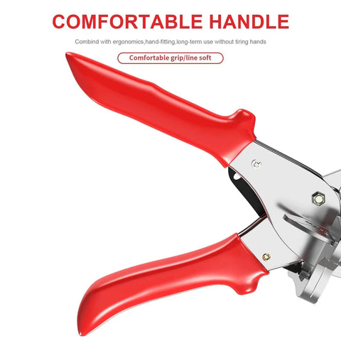 Comfort handle of Ratchet Miter Shears Multi-Angle Cutter 45-135° Single Pack for Trim, PVC, MDF, SK5 steel blade shown