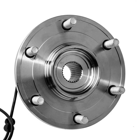 Front view of Left Or Right Wheel Hub And Bearing Assembly For Infiniti QX56 Nissan Titan Armada Pathfinder 6 Lug With ABS Pair AUQDD 515066 ISO TS 16949 Certified OE Comparable Maintenance Free No Fuss Easy Install.