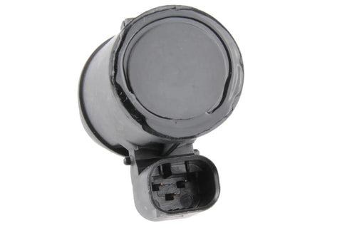 Brake booster sensor, front view, black plastic housing with multi-pin electrical connector