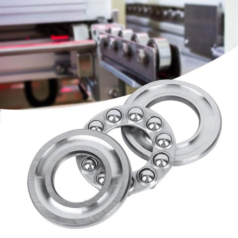 Five-piece axial thrust bearing set with steel construction and ball retainer rings