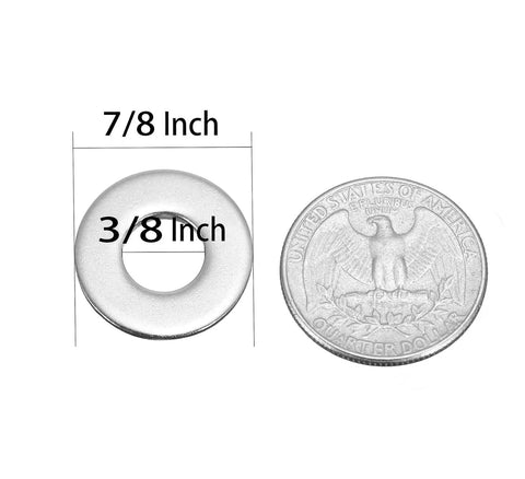 Flat washer, stainless steel, 3/8 in ID x 7/8 in OD, 0.078 in thick, 304/18-8 grade