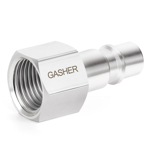 GASHER 1/4 in NPT female pneumatic fitting, 304 stainless steel, hex body