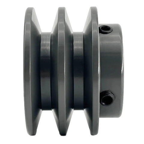 Side view of Double Groove V Belt Pulley for A AX 3L 4L Belts 2AK251 Cast Iron Sheave with 1 inch bore and 2.55 inch OD