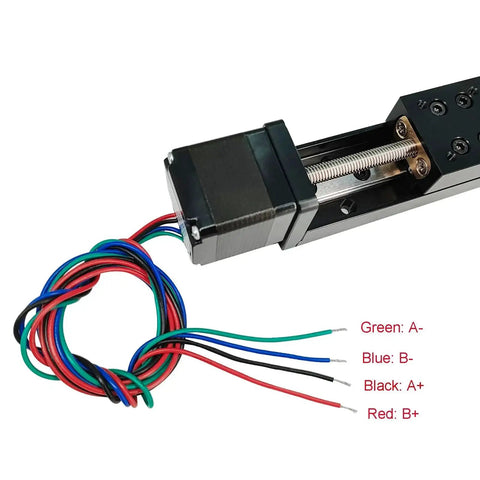 Slick Mini Linear Rail Guide Slide Actuator 250mm Stroke With T6x1 Lead Screw And NEMA 11 Stepper Motor wiring details