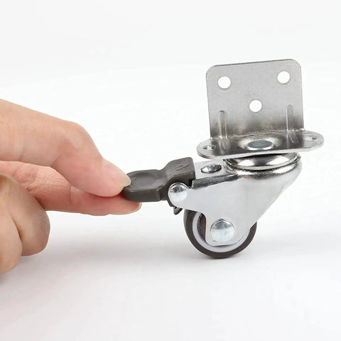 1 Inch Swivel Plate Casters With Brake, L Bracket Side Mount, TPR Rubber Quiet Mute Casters For Furniture Replacement