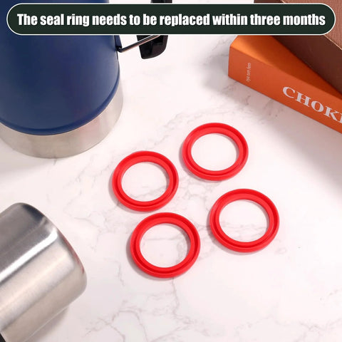 Four Pack Silicone Replacement Gaskets For Stanley Classic Thermos Lids BPA Free Sealing O Ring Gasket For Vacuum Bottle Stopper Red