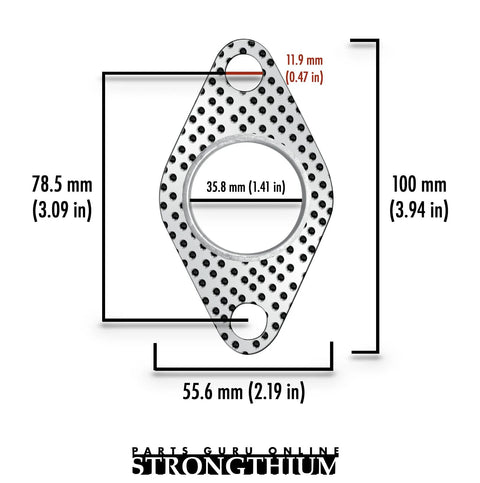 Automotive exhaust flange gasket, graphite with fire ring, 1.5 in, two-bolt for muffler manifold, Amazon Strongthium