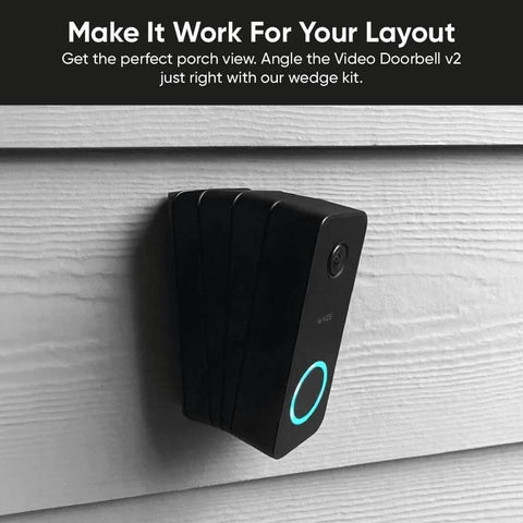 Wedge Kit For Wyze Video Doorbell V2 Only With Three Mounting Brackets Including One 15 Degree Horizontal Bracket And Two 7.5 Degree Vertical Brackets For Easy Custom Angle Adjustments And Flexible Mounting Options installed on exterior wall