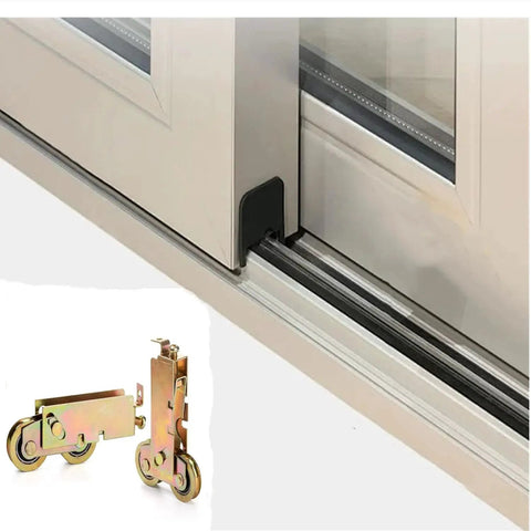 2 Pack Sliding Door Rollers For 1-1/4 Inch Tandem Steel Ball Wheel Assembly Replacement, installed on patio door