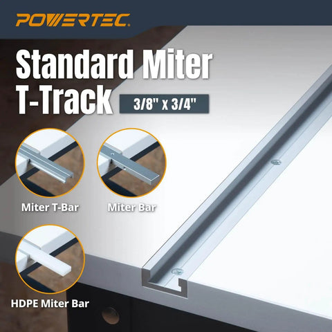 48-Inch Miter T Track With T Bar For Table Saw, Router Table, And Bandsaw, Heavy-Duty Three-Quarters By Three-Eighths Miter T Slot Fitting