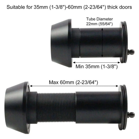 Solid Brass 220-Degree Door Viewer Peephole With Heavy Duty Rotating Privacy Cover Ultra Wide HD Lens Fits Doors 1 3/8 to 2 23/64 Inches Black