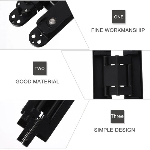 Heavy Duty Built Tough Invisible Door Hinge With 3D Adjustable Metal Cross Hinge And 180 Degree Swing Supports 40kg Load Concealed Door Hardware For Wooden Doors And Frames Left Or Right Opening, close-up view showcasing materials and design.