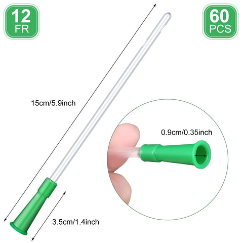 Nuanchu PVC replacement tubing kit with clear flexible tube and green rounded end, 12 FR, 60 pieces