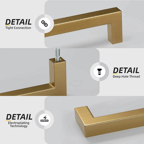 Detailed view of Champagne Bronze Cabinet Pulls Two And A Half Inch Brushed Bronze Drawer Handles 10 Pack Durable Premium Stainless Steel